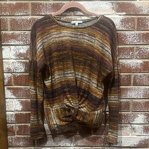 Moa Moa Marbled Western Brown and Gold Striped Sweater